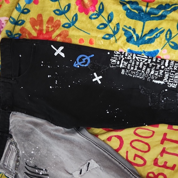 Smoke Rise men's bi color 40/32 graffiti jeans - Picture 3 of 8